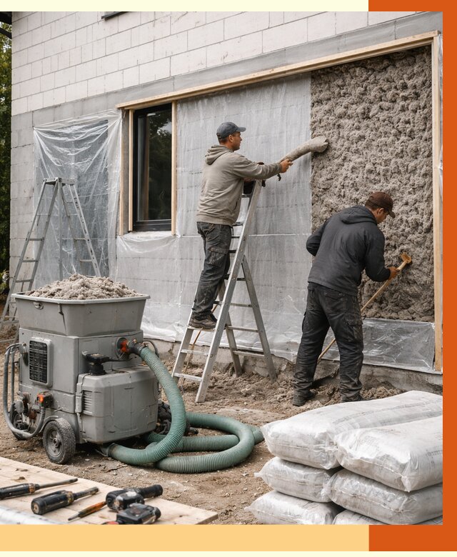 Утепление дома из газобетона эковатой в Калининграде от 4553 руб./м2 | ТепломастерКлн